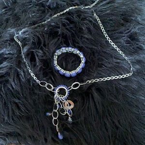 Silver and purple stone necklace